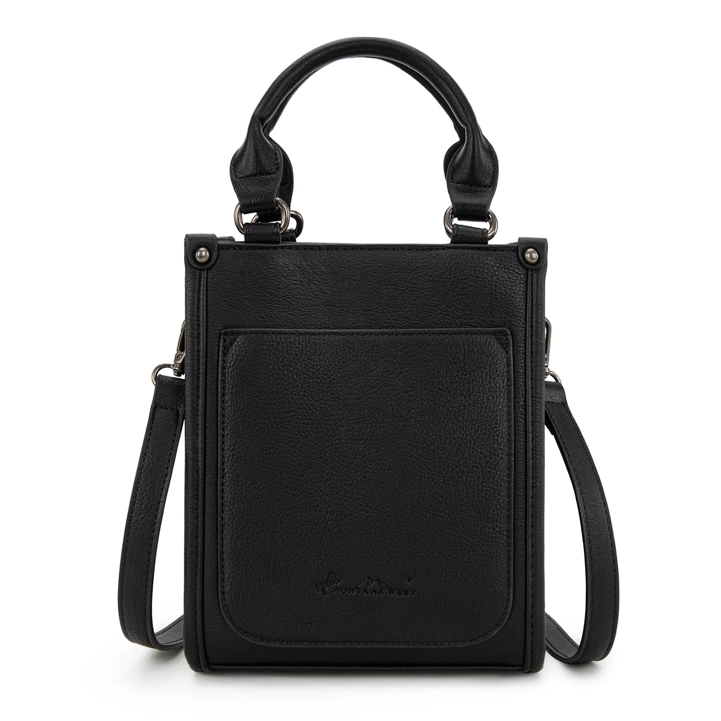 Montana West Embroidered Aztec Small Tote/Crossbody - Black