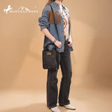 Montana West Embroidered Aztec Small Tote/Crossbody - Black