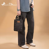 Montana West Embroidered Aztec Small Tote/Crossbody - Black
