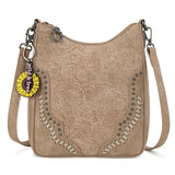 Montana West Embossed Collection Crossbody Bag - Tan