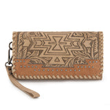 Montana West Tooled Aztec Collection Wallet - Tan