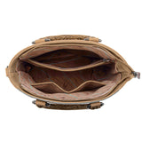 Montana West Hair-On Hide Concealed Carry Tote Bag with Tooled Strap - Beige