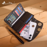 Montana West Hair-On Hide Tooled Wallet – Western Wristlet - Black