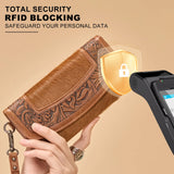 Montana West Hair-On Hide Tooled Wallet – Western Wristlet - Brown