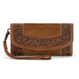 Montana West Hair-On Hide Tooled Wallet – Western Wristlet - Brown