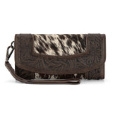 Montana West Hair-On Hide Tooled Wallet – Western Wristlet - Coffee