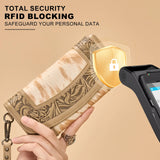 Montana West Hair-On Hide Tooled Wallet – Western Wristlet - Tan