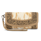 Montana West Hair-On Hide Tooled Wallet – Western Wristlet - Tan