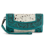 Montana West Hair-On Hide Tooled Wallet – Western Wristlet - Turquoise