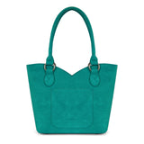 Montana West Tooled & Cowhide Whipstitch Tote Bag - Turquoise