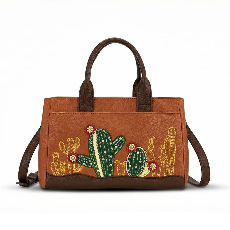 Montana West Cactus Embellished Crossbody Bag - Brown