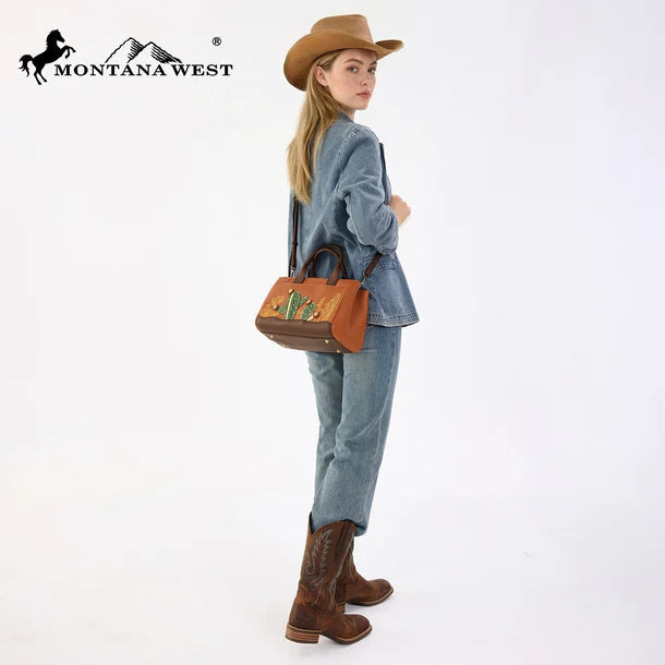 Montana West Cactus Embellished Crossbody Bag - Brown