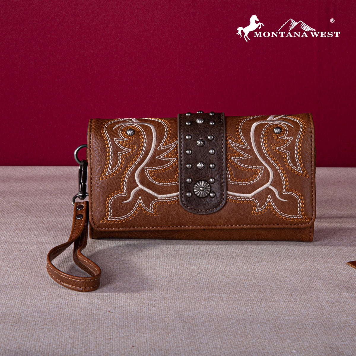 Montana West Embroidered Collection Wallet - Brown