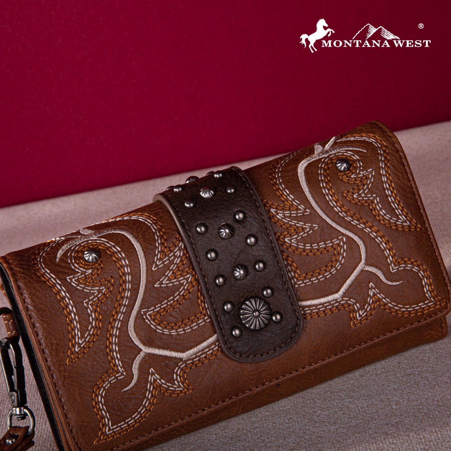 Montana West Embroidered Collection Wallet - Brown