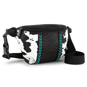 Montana West Tooled Collection Fanny Pack- Black