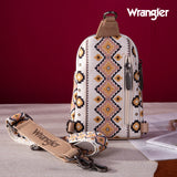 Wrangler Allover Aztec Dual Sided Print Crossbody Sling Chest Bag - TAN