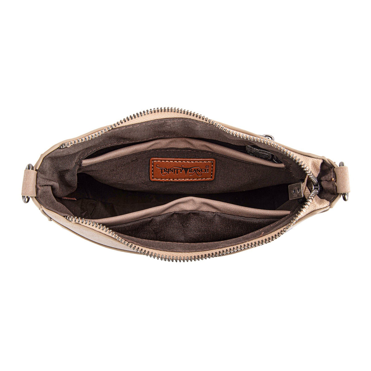 Trinity Ranch Floral Aztec Tooled Crossbody - Tan