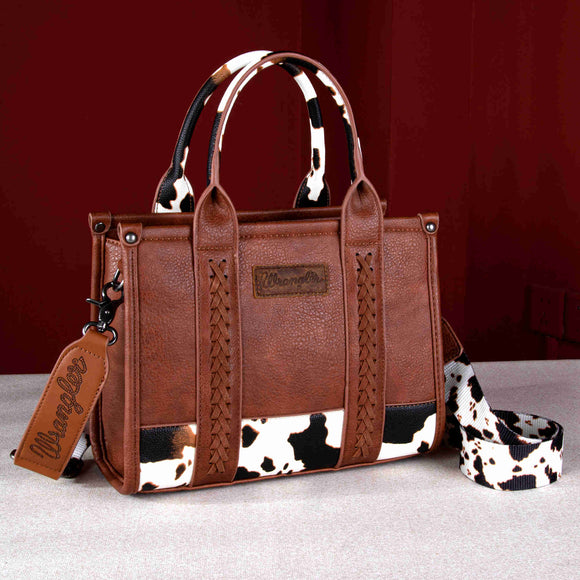 Wrangler Cow Print Concealed Carry Mini Tote - Brown