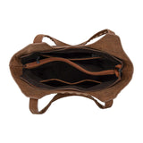 Trinity Ranch Genuine Hair-On Cowhide Tooled Concealed Carry Tote - Brown