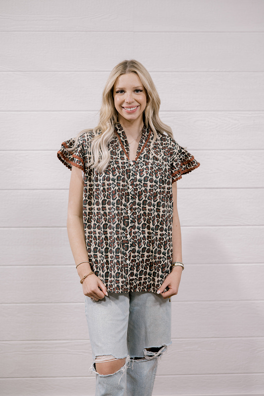 THE MILLIE TOP - MAROON LEOPARD