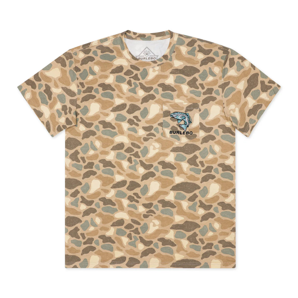 Burlebo Short Sleeve Tee - Pintail Camo - Jumping Trout Pocket Tee
