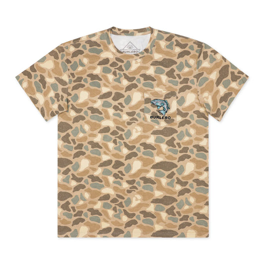 Burlebo Short Sleeve Tee - Pintail Camo - Jumping Trout Pocket Tee