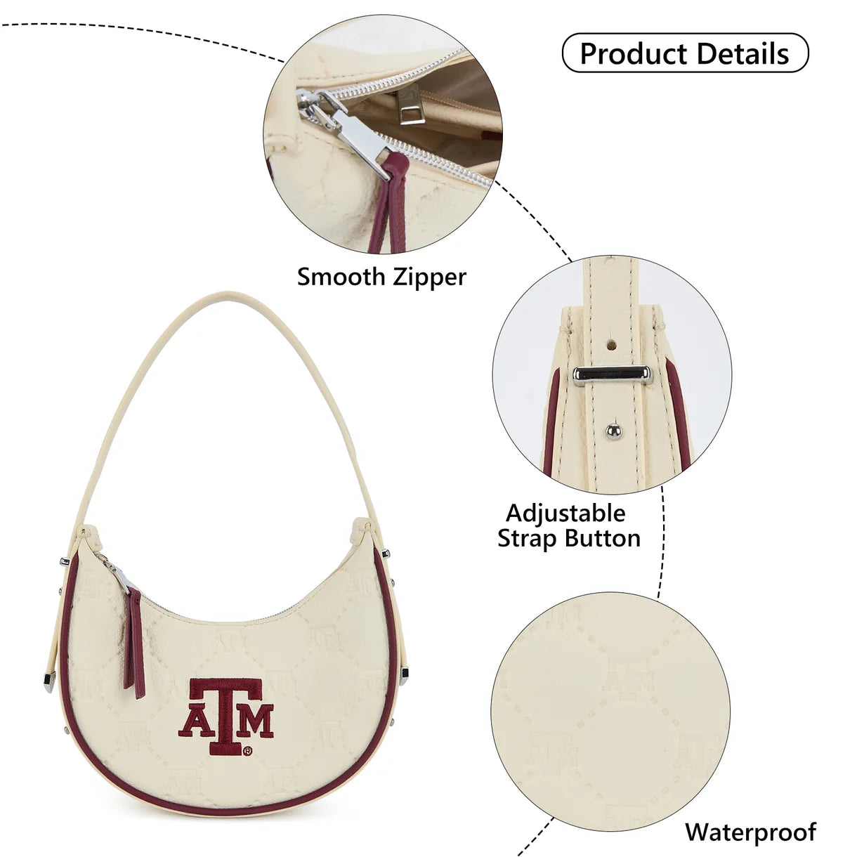 MONTANA WEST LICENSED BEIGE TEXAS A&M UNIVERSITY AGGIES HOBO BAG