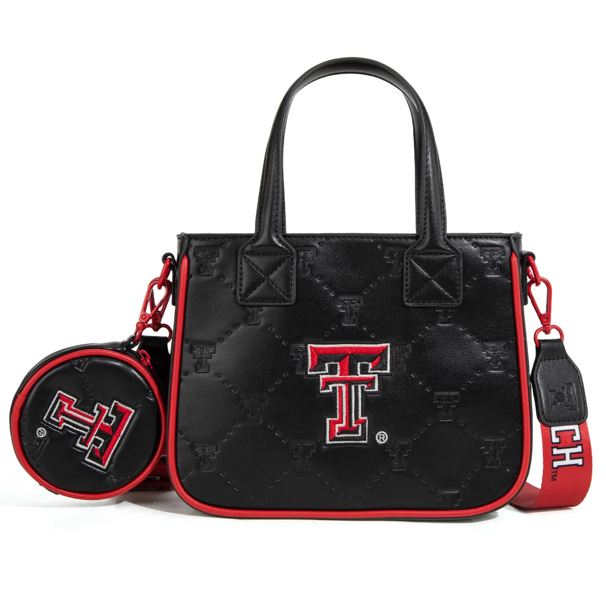 MONTANA WEST LICENSED TEXAS TECH UNIVERSITY RED RAIDERS TOTE/CROSSBODY BAG - BLACK