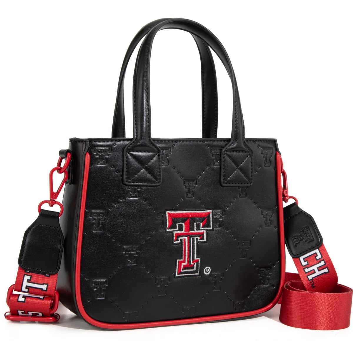 MONTANA WEST LICENSED TEXAS TECH UNIVERSITY RED RAIDERS TOTE/CROSSBODY BAG - BLACK