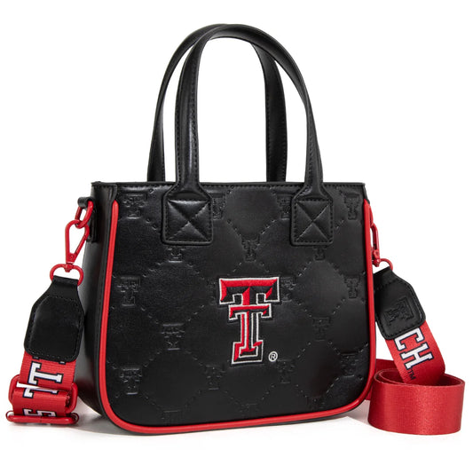 MONTANA WEST LICENSED TEXAS TECH UNIVERSITY RED RAIDERS TOTE/CROSSBODY BAG - BLACK