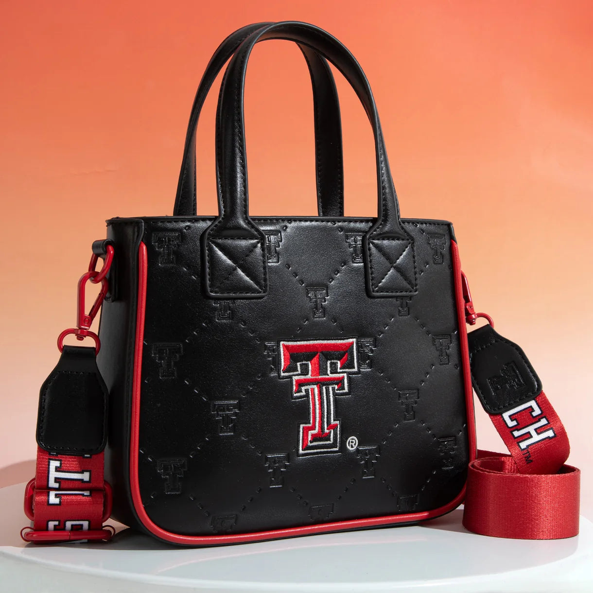 MONTANA WEST LICENSED TEXAS TECH UNIVERSITY RED RAIDERS TOTE/CROSSBODY BAG - BLACK