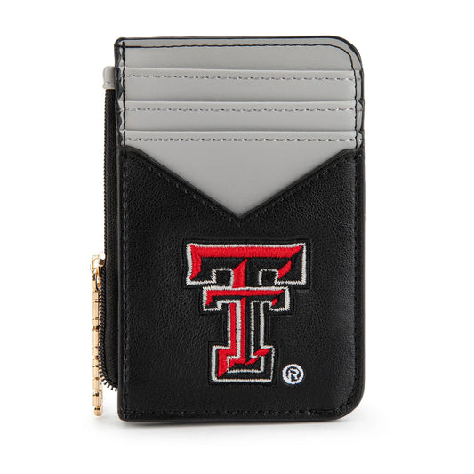 MONTANA WEST LICENSED TEXAS TECH UNIVERSITY RED RAIDERS ZIP CARD CASE - BLACK