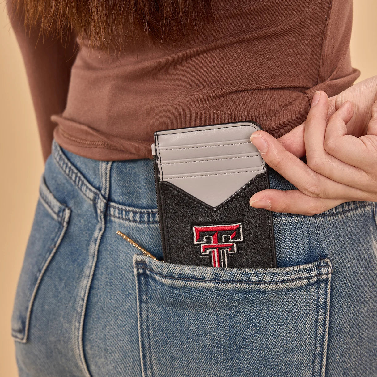 MONTANA WEST LICENSED TEXAS TECH UNIVERSITY RED RAIDERS ZIP CARD CASE - BLACK