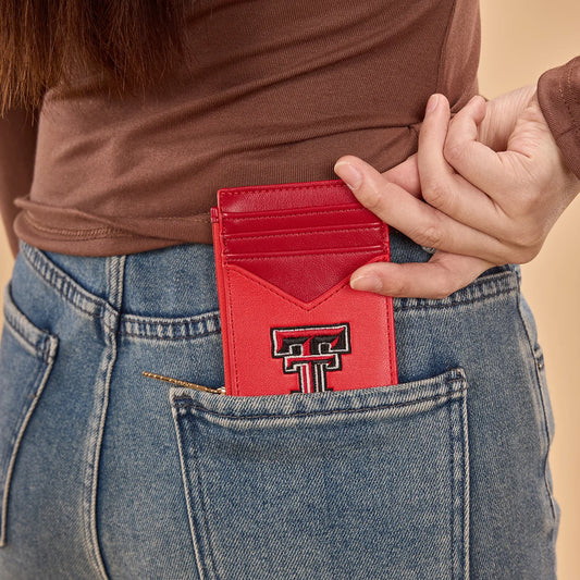 MONTANA WEST LICENSED TEXAS TECH UNIVERSITY RED RAIDERS ZIP CARD CASE - RED