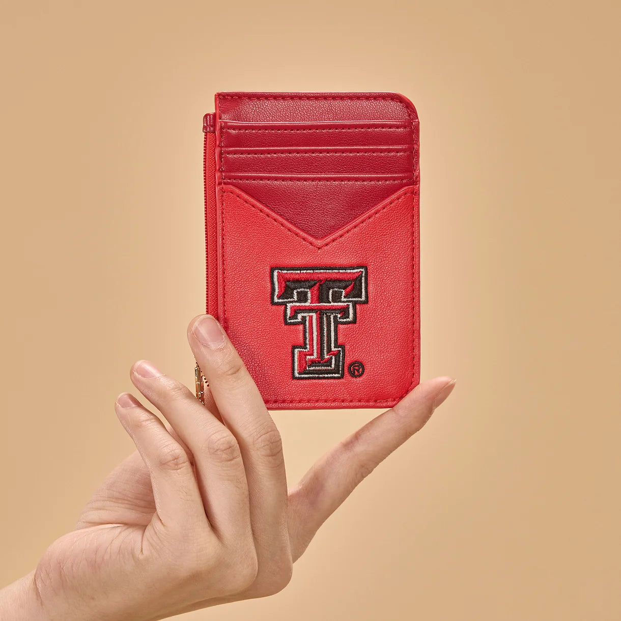 MONTANA WEST LICENSED TEXAS TECH UNIVERSITY RED RAIDERS ZIP CARD CASE - RED