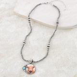 HIGHLAND COW PENDANT NAVAJO PEARL BEAD NECKLACE
