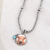 HIGHLAND COW PENDANT NAVAJO PEARL BEAD NECKLACE
