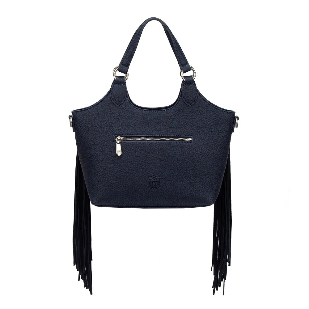 MONTANA WEST NFL LICENSED Dallas Cowboys Two-Tone Fringe Hobo Tote Bag - Gray