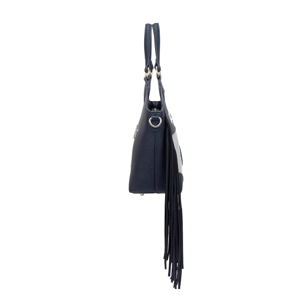 MONTANA WEST NFL LICENSED Dallas Cowboys Two-Tone Fringe Hobo Tote Bag - Gray
