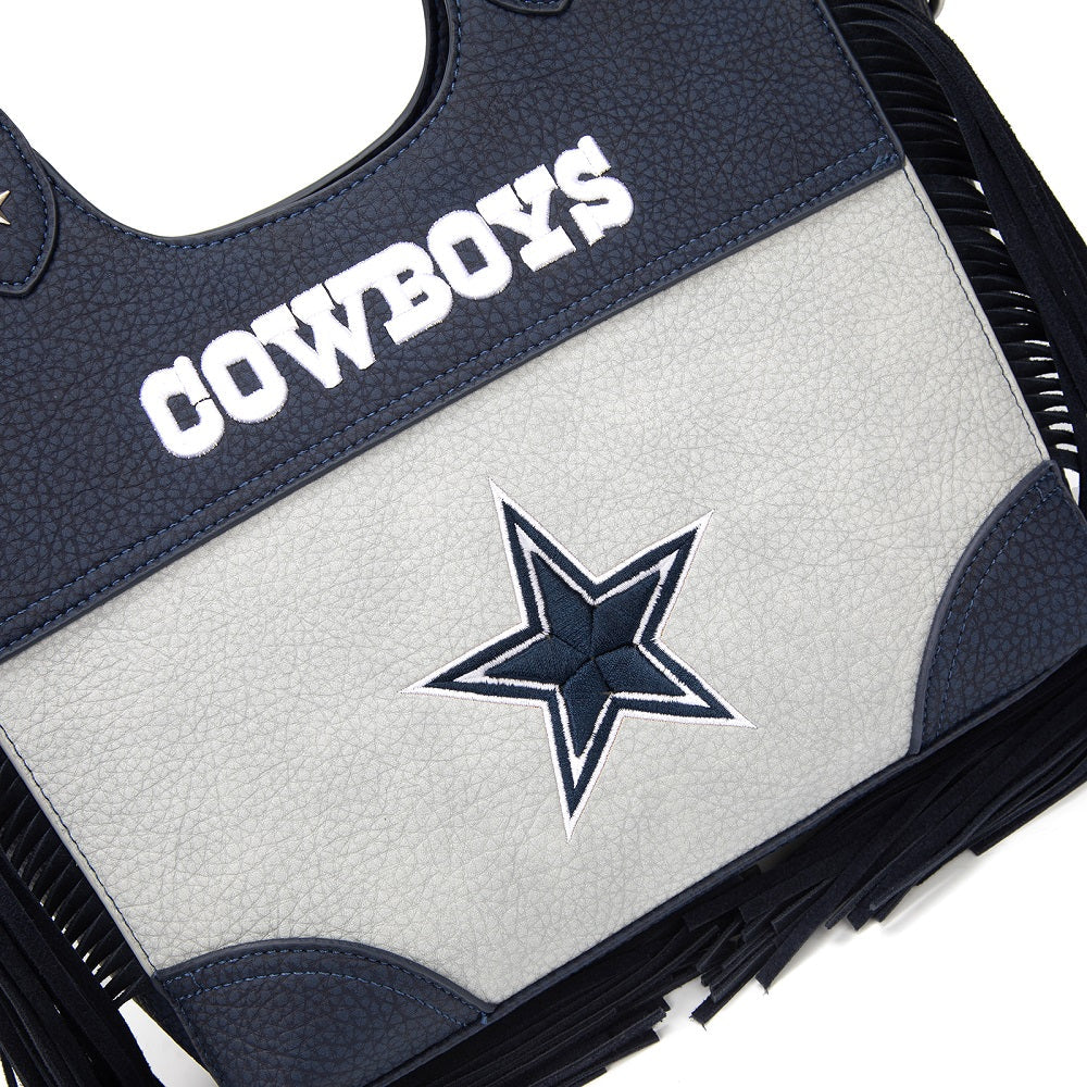 MONTANA WEST NFL LICENSED Dallas Cowboys Two-Tone Fringe Hobo Tote Bag - Gray