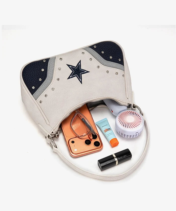 MONTANA WEST NFL LICENSED Dallas Cowboys Rivet Baguette Shoulder Bag - Blue