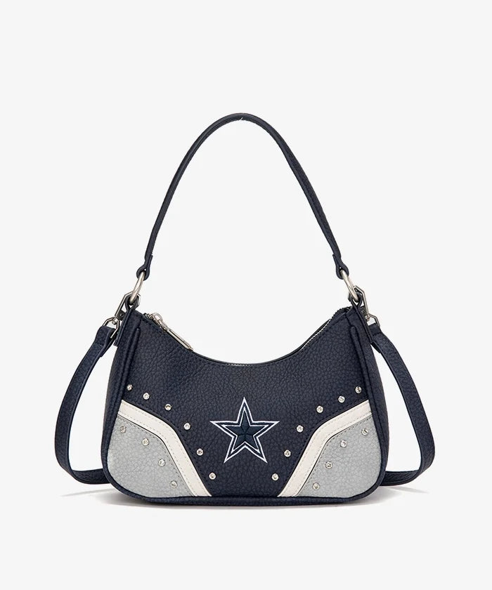 MONTANA WEST NFL LICENSED Dallas Cowboys Rivet Baguette Shoulder Bag - Blue