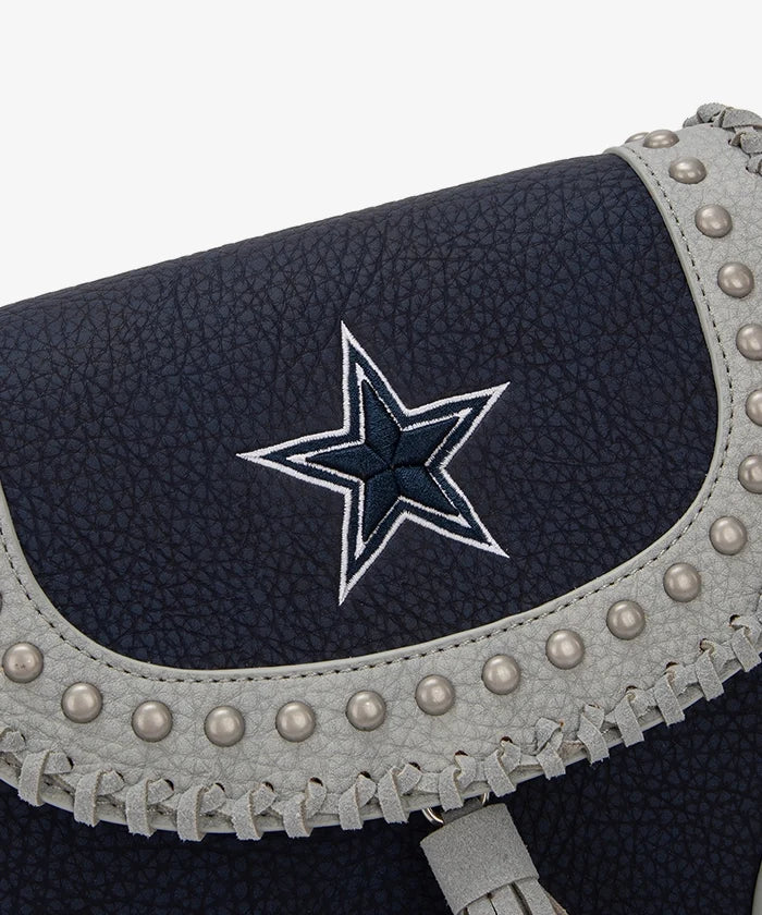 MONTANA WEST NFL DALLAS COWBOYS STUDDED FRINGE FLAP CROSSBODY BAG