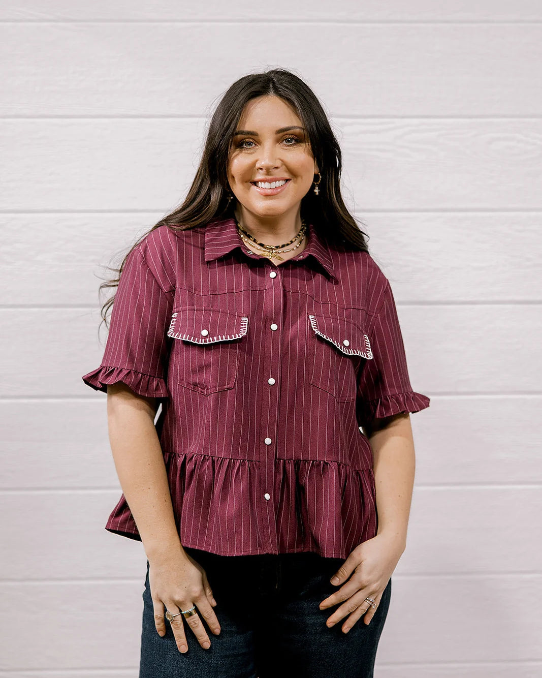 THE DIXIE WESTERN TOP - HOWDY MAROON
