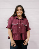 THE DIXIE WESTERN TOP - HOWDY MAROON