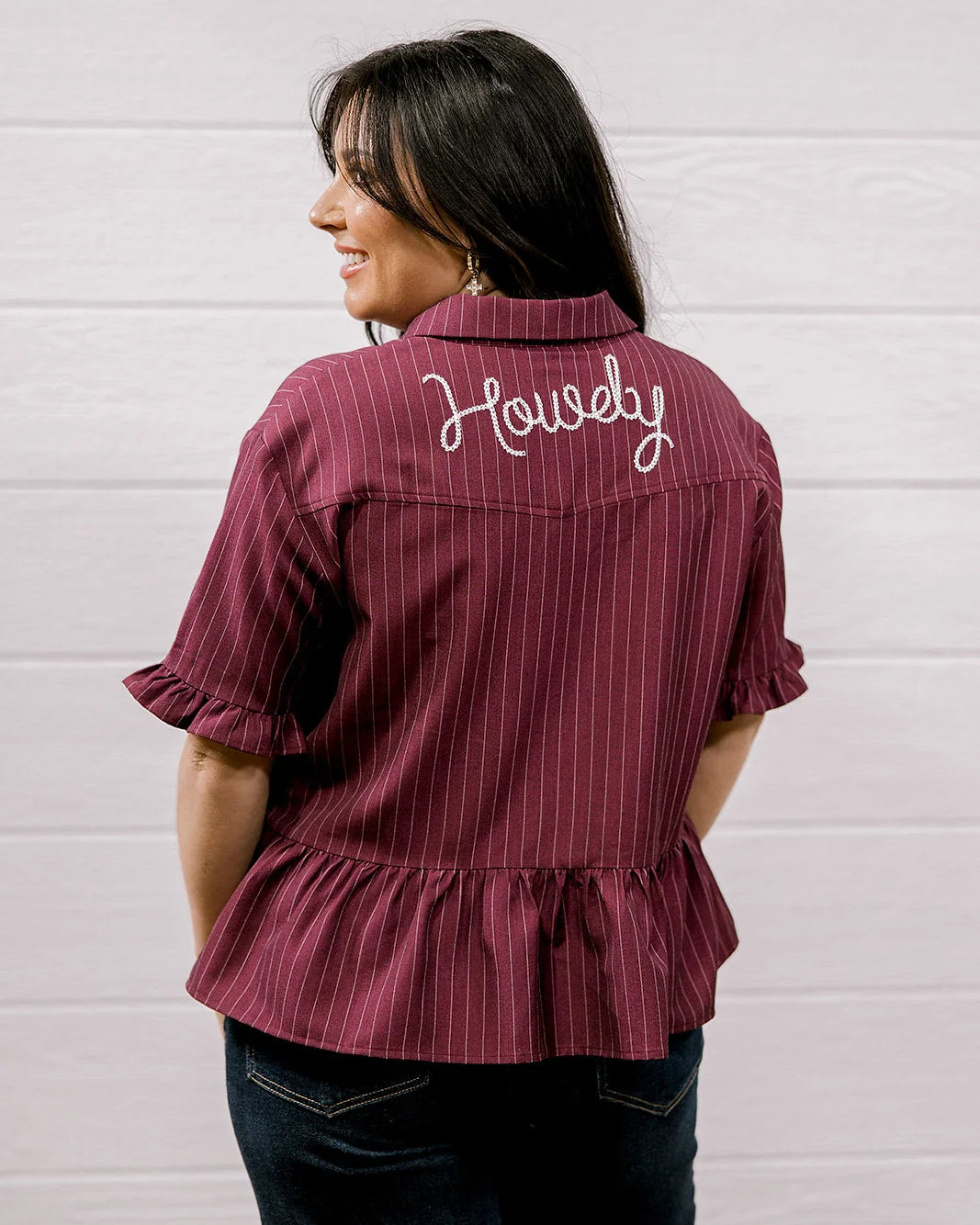 THE DIXIE WESTERN TOP - HOWDY MAROON