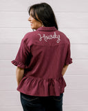 THE DIXIE WESTERN TOP - HOWDY MAROON