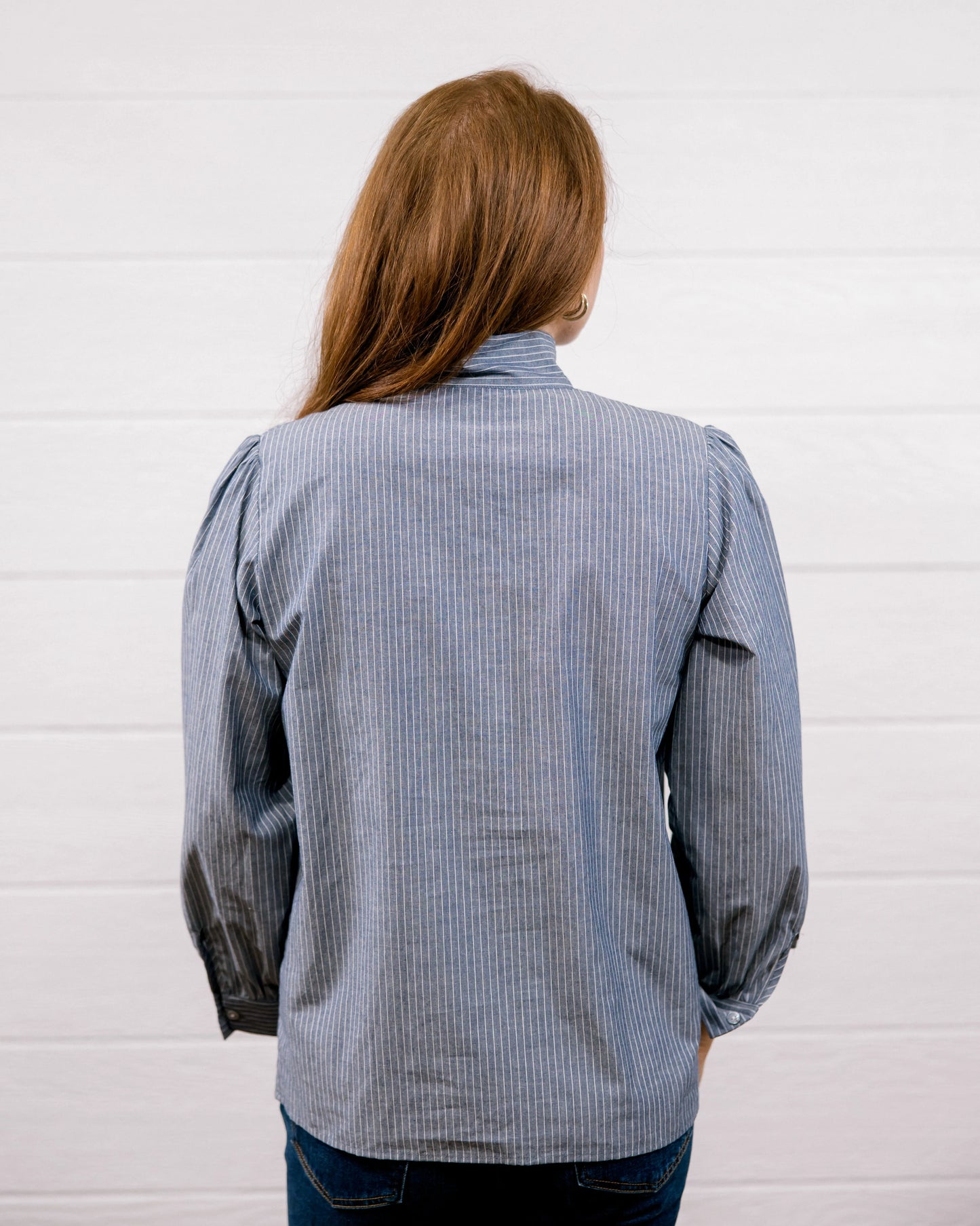 THE SADIE TOP IN DENIM STRIPE
