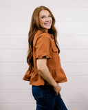 THE DIXIE WESTERN TOP - BURNT ORANGE