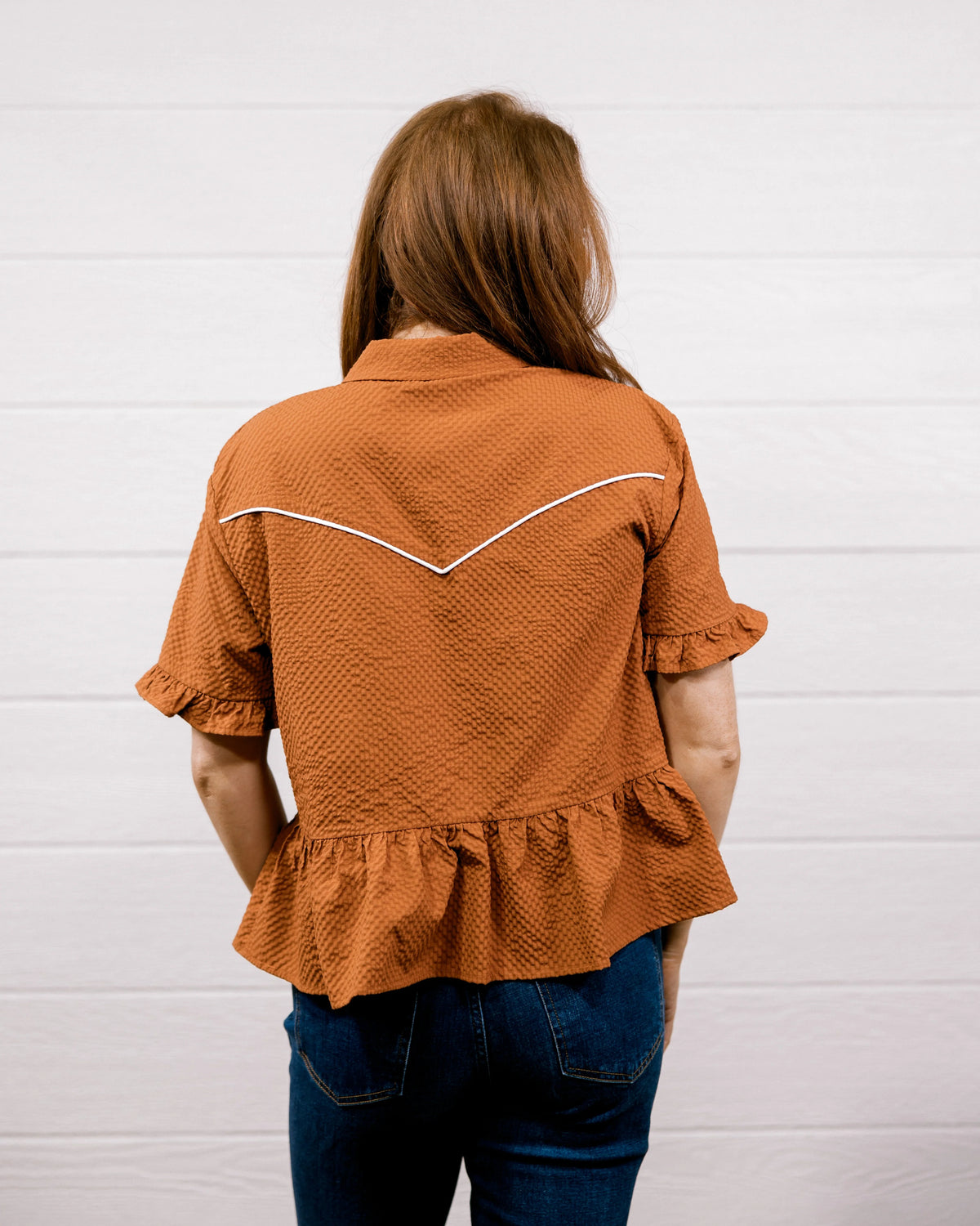 THE DIXIE WESTERN TOP - BURNT ORANGE